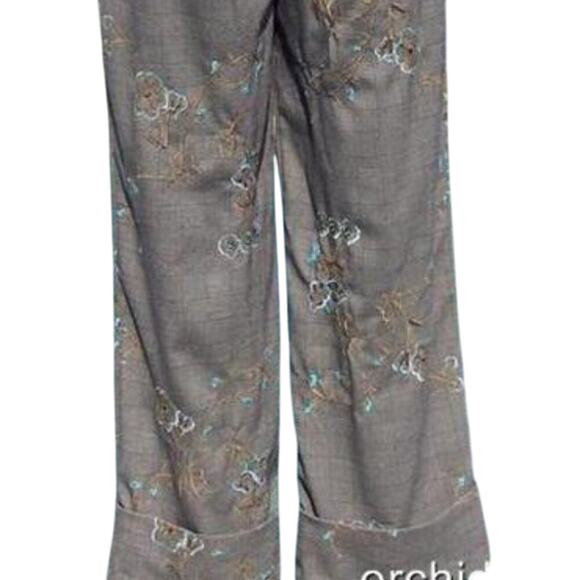 Cache Gray Blue Multi Stretch Work Crop Dress Pant New Embroidery $118 NWT - Picture 7 of 8